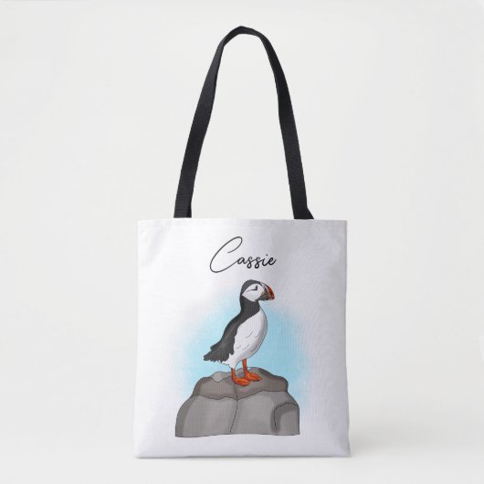 Persoonlijke stekelhand getrokken Puffin Tote Bag (Voorkant)