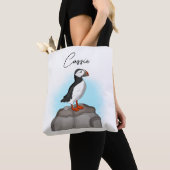 Persoonlijke stekelhand getrokken Puffin Tote Bag (Dichtbij)