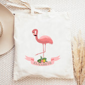 Persoonlijke stekelroze flamingo tote bag