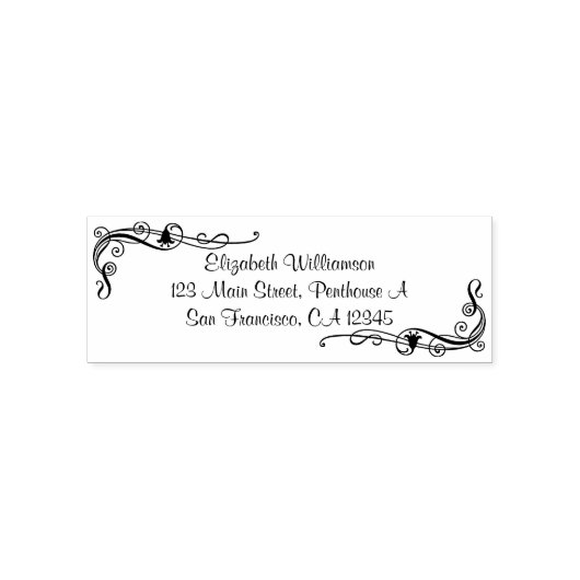 Persoonlijke stempel met krullen en bloemen (Design)