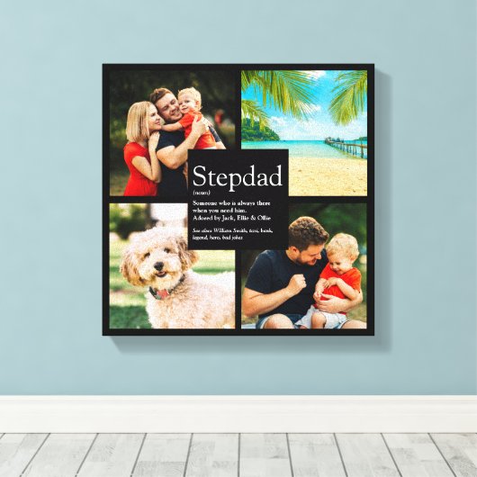 Persoonlijke Stepdad Definition 4 Foto zwart Canvas Afdruk (Insitu (Houten vloer))