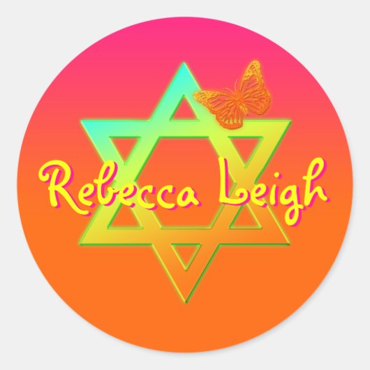 Persoonlijke ster van David, Butterfly Sticker (Voorkant)