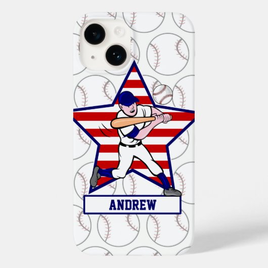 Persoonlijke sterren en Stripes Baseball Batter v1 Case-Mate iPhone Case (Achterkant)