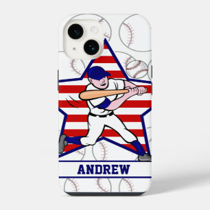 Persoonlijke sterren en Stripes Baseball Batter v1 iPhone 14 Hoesje