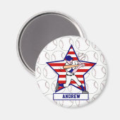 Persoonlijke sterren en Stripes Baseball Batter v1 Magneet (Voorkant / Achterkant)