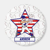 Persoonlijke sterren en Stripes Baseball Batter v1 Magneet (Voorkant)
