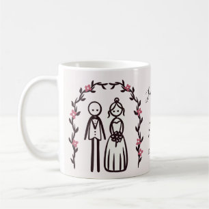 Persoonlijke Stick Figure Bruid en Bruidegom Trouw Koffiemok