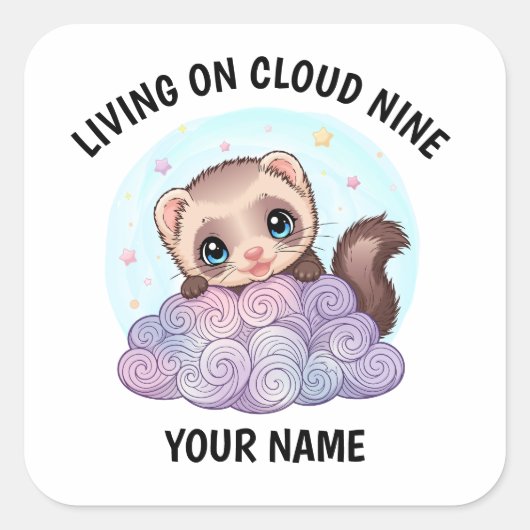 Persoonlijke sticker met cute fret en aangepaste t (Voorkant)