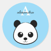 Persoonlijke sticker met cute pandabeer-monogram (Voorkant)