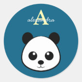 Persoonlijke sticker met cute pandabeer-monogram (Voorkant)