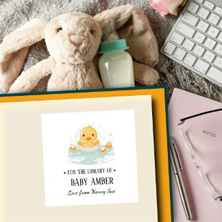 Persoonlijke sticker met eendje voor babyboekplaat
