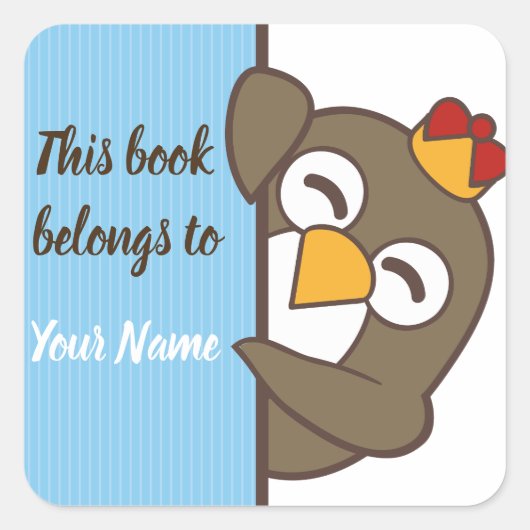 Persoonlijke sticker met ex-libris van pinguïn (Voorkant)