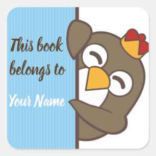 Persoonlijke sticker met ex-libris van pinguïn