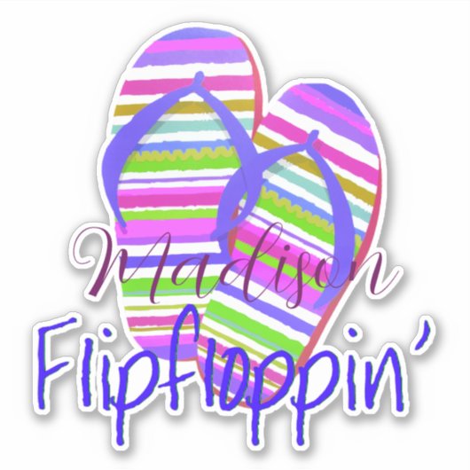 Persoonlijke sticker met flip flops (Voorkant)