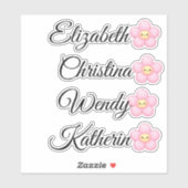 Persoonlijke sticker met kindernaam en leuke roze (Vel)