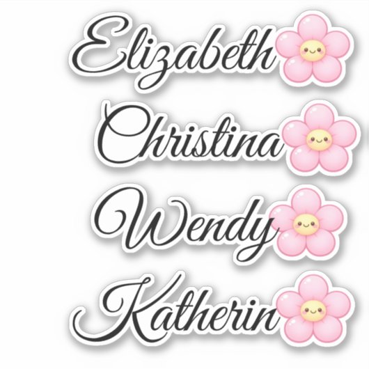 Persoonlijke sticker met kindernaam en leuke roze (Voorkant)