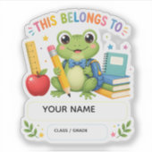 Persoonlijke sticker met naam van een leuke kikker (Voorkant)