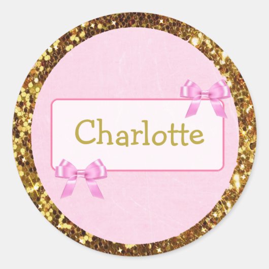 Persoonlijke Sticker met schattig roze en goud (Voorkant)