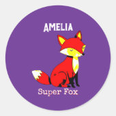 Persoonlijke sticker van een schattige vos (Voorkant)