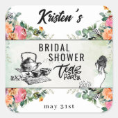 Persoonlijke sticker voor bruidsfeest theevisite (Voorkant)