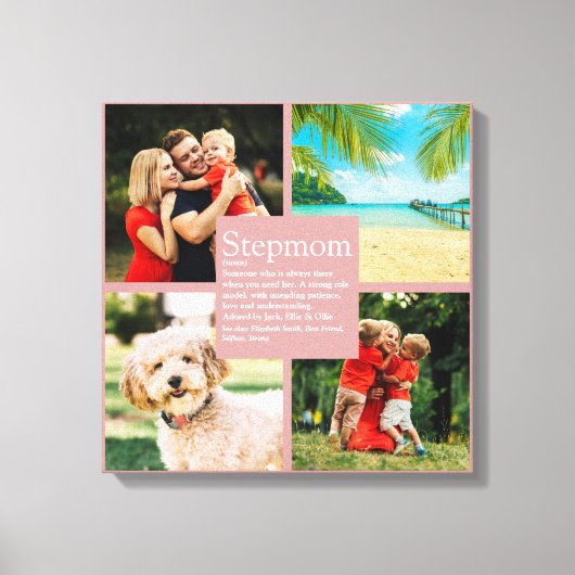 Persoonlijke stiefmoeder definitie 4 foto roze canvas afdruk (Voorkant)