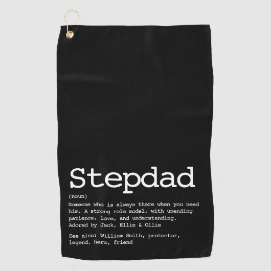 Persoonlijke Stiefvader Definitie Zwart Golfhanddoek (Voorkant)
