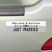 Persoonlijke stijlvolle 'Net getrouwd' Bumpersticker (Op auto)