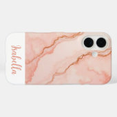 Persoonlijke stijlvolle roze abstracte marmer Case-Mate iPhone case (Achterkant (horizontaal))