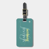 persoonlijke & stijlvolle turquoise kleur bagagelabel (Voorkant verticaal)