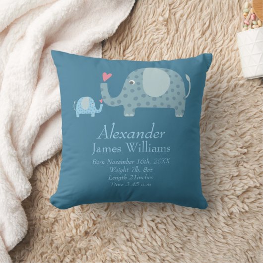Persoonlijke Stippen Olifanten Baby Geboorte Stats Kussen (Deken)