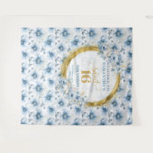 Persoonlijke Stof Blauw Zoete Zestien Gouden Glitt Wandkleed (Voorkant (horizontaal))