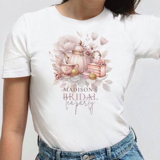 Persoonlijke Stof Roze Waterverf Bruids-Thee T-shirt