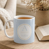 Persoonlijke Stofblauwe Monogram Naam Elegant  Koffiemok