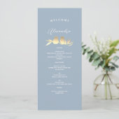 Persoonlijke Stofblauwe Trouw Menu (Staand voorkant)