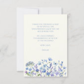 Persoonlijke stoffige blauwe wilde bloemen bruidsd bedankkaart (Achterkant)