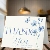 Persoonlijke stoffige blauwe wilde bloemen bruidsd bedankkaart