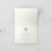 Persoonlijke stoffige blauwe wilde bloemen bruidsd bedankkaart (Binnen)