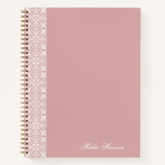 Persoonlijke stoffige roze geometrische bloemendru notitieboek (Voorkant)