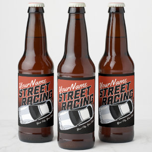 Persoonlijke straatrace raceauto motorsport  bier etiket