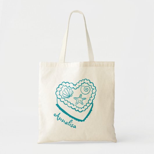 Persoonlijke strand bachelorette-tas zeeschelpenta tote bag (Voorkant)