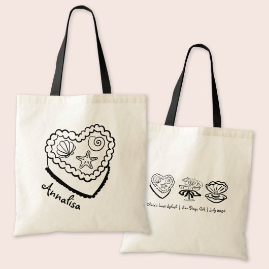 Persoonlijke strand bachelorette-tas zeeschelpenta tote bag