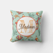 Persoonlijke strand thema kussen met monogram (Voorkant)