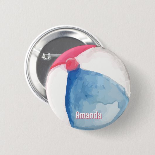 Persoonlijke strandbal met naam ronde button 5,7 cm (Voorkant /achterkant)
