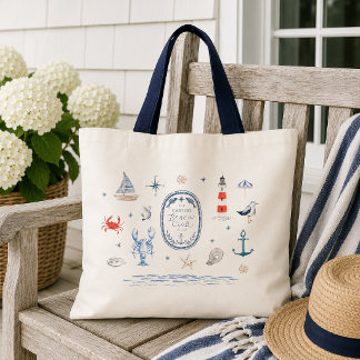 Persoonlijke strandclub Crest Nautical Tote Tas