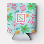 Persoonlijke stranddag / Monogram Preppy strand Blikjeskoeler (Voorkant)