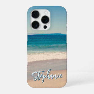 Persoonlijke strandfoto oceaanblauw iPhone 16 pro hoesje