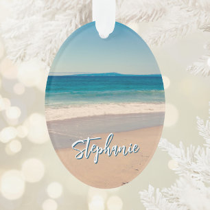Persoonlijke strandfoto oceaanblauw landschap ornament