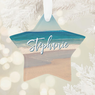 Persoonlijke strandfoto oceaanblauw landschap ornament