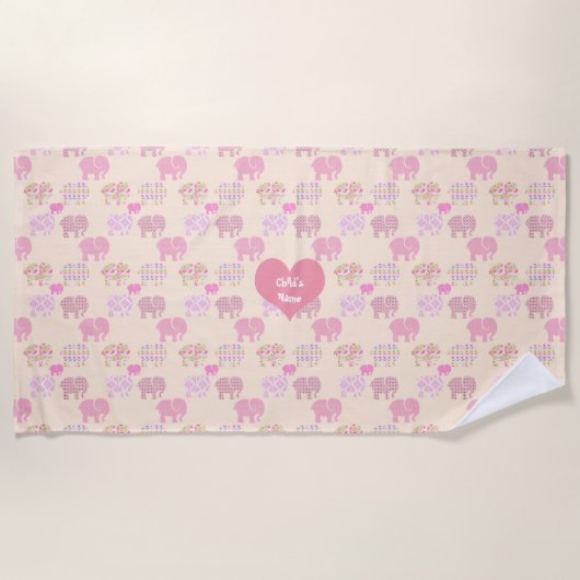 Persoonlijke strandhanddoeken baby meisje olifante strandlaken (Voorkant)