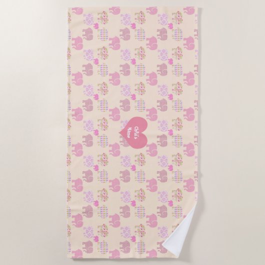 Persoonlijke strandhanddoeken baby meisje olifante strandlaken (Voorkant)